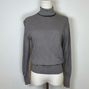 Vintage 1980’s Jaeger Navy Striped Turtleneck 100% Cotton Women’s Size Small